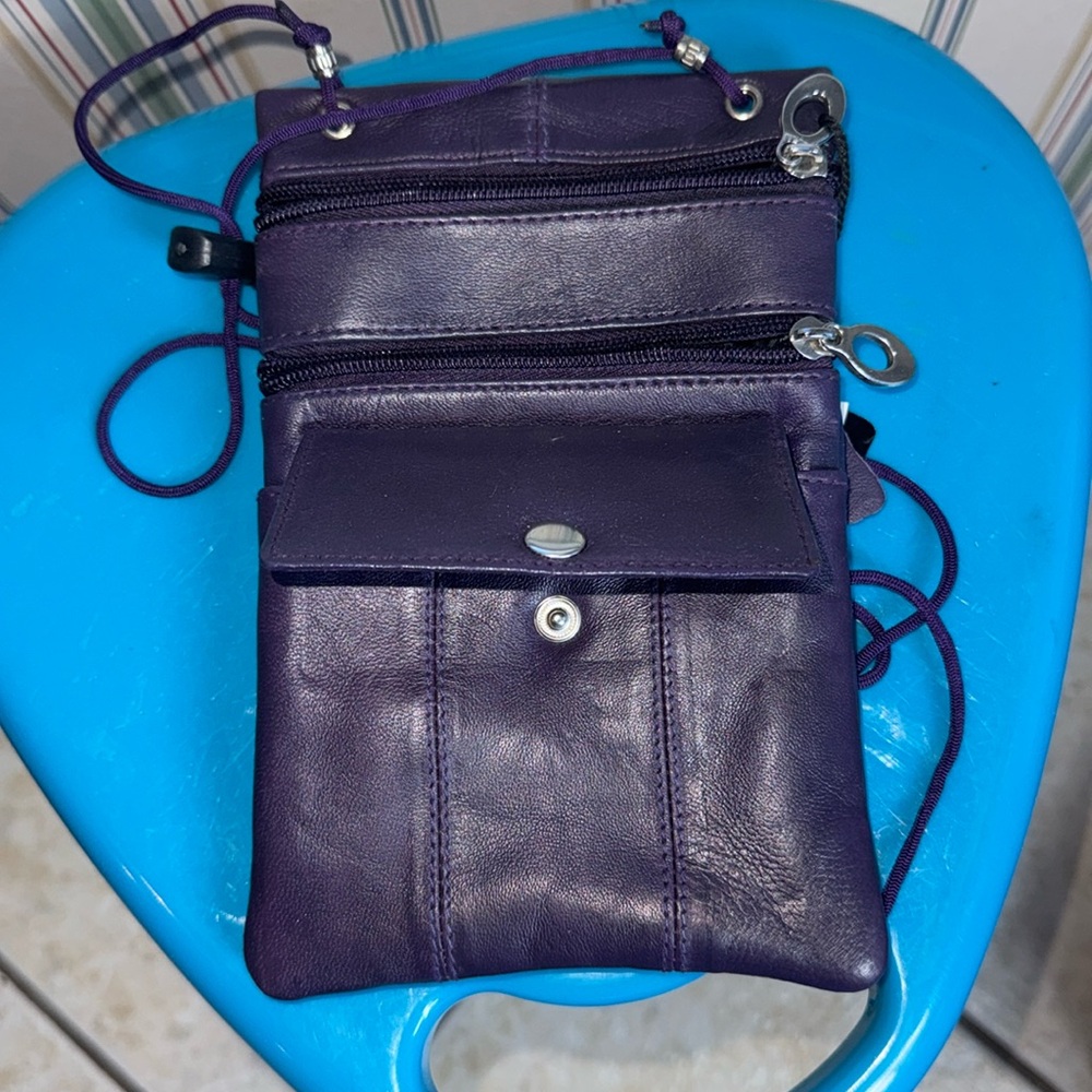 NWT Purple Leather Lightweight Crossbody Purse